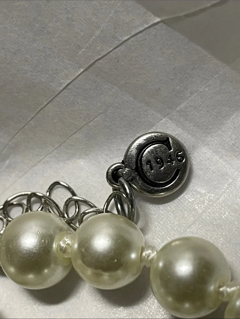 Simulated Pearls w rhinestones Double necklace & fishhook earrings 18” extender